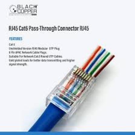 RJ 45 Jack Pass Through Cat-6 per 100 pc Box